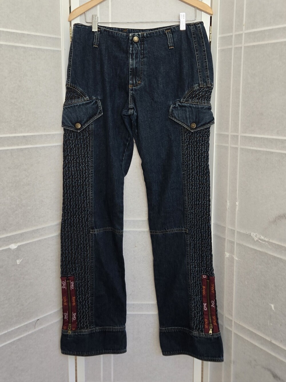 Dolce & Gabbana Dark Blue Women's Bootcut Jeans with Side Cargo Panels